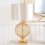 Picture of 78cm Round Wire Mesh Base Table Lamp with Champagne Shade