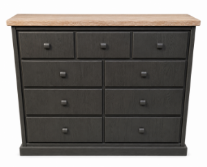 Picture of Tommy 9 Drawer Chest - Oak /Natural Black
