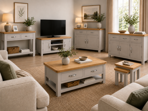 Picture of Roma Painted Living (White/Oak & Grey/Oak)